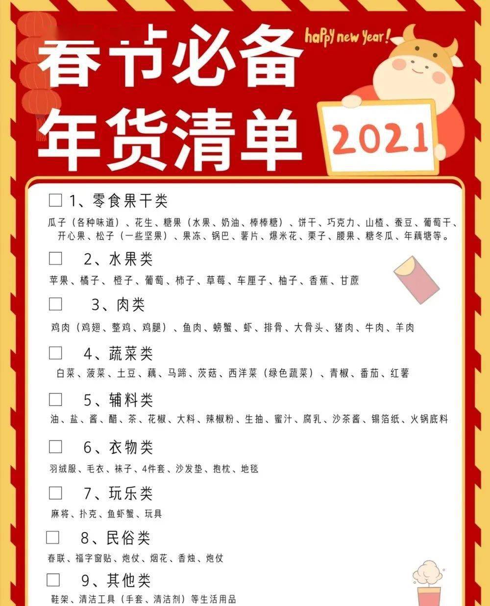 過(guò)年準(zhǔn)備哪些年貨清單過(guò)年必備30件物品