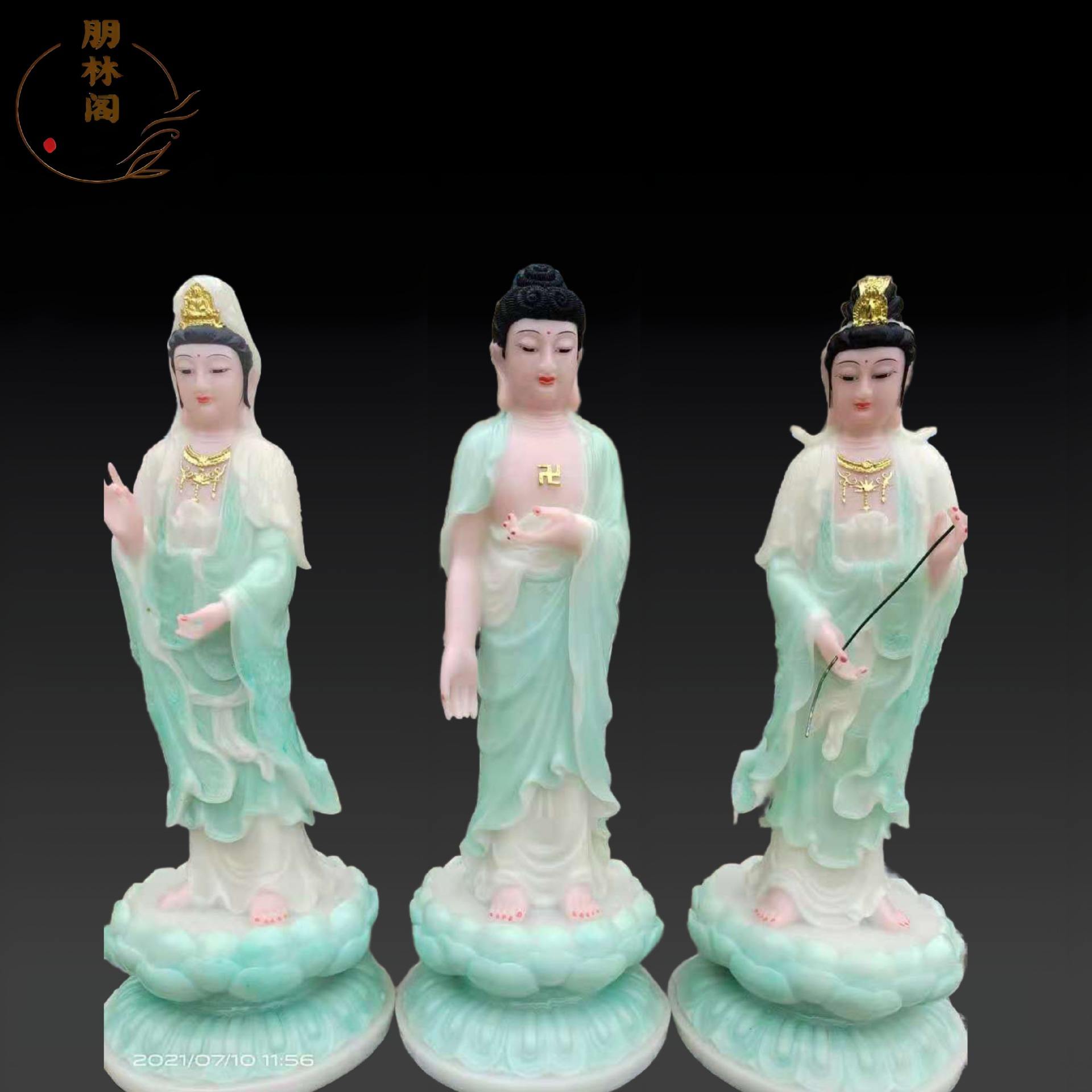 西方三圣雕塑大勢至菩薩雕塑觀音大士菩薩佛像法相莊嚴(yán)