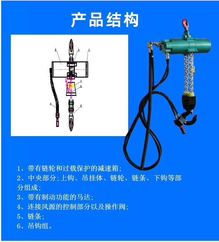 專業(yè)制造國產(chǎn)氣動葫蘆(0.125噸—120噸)