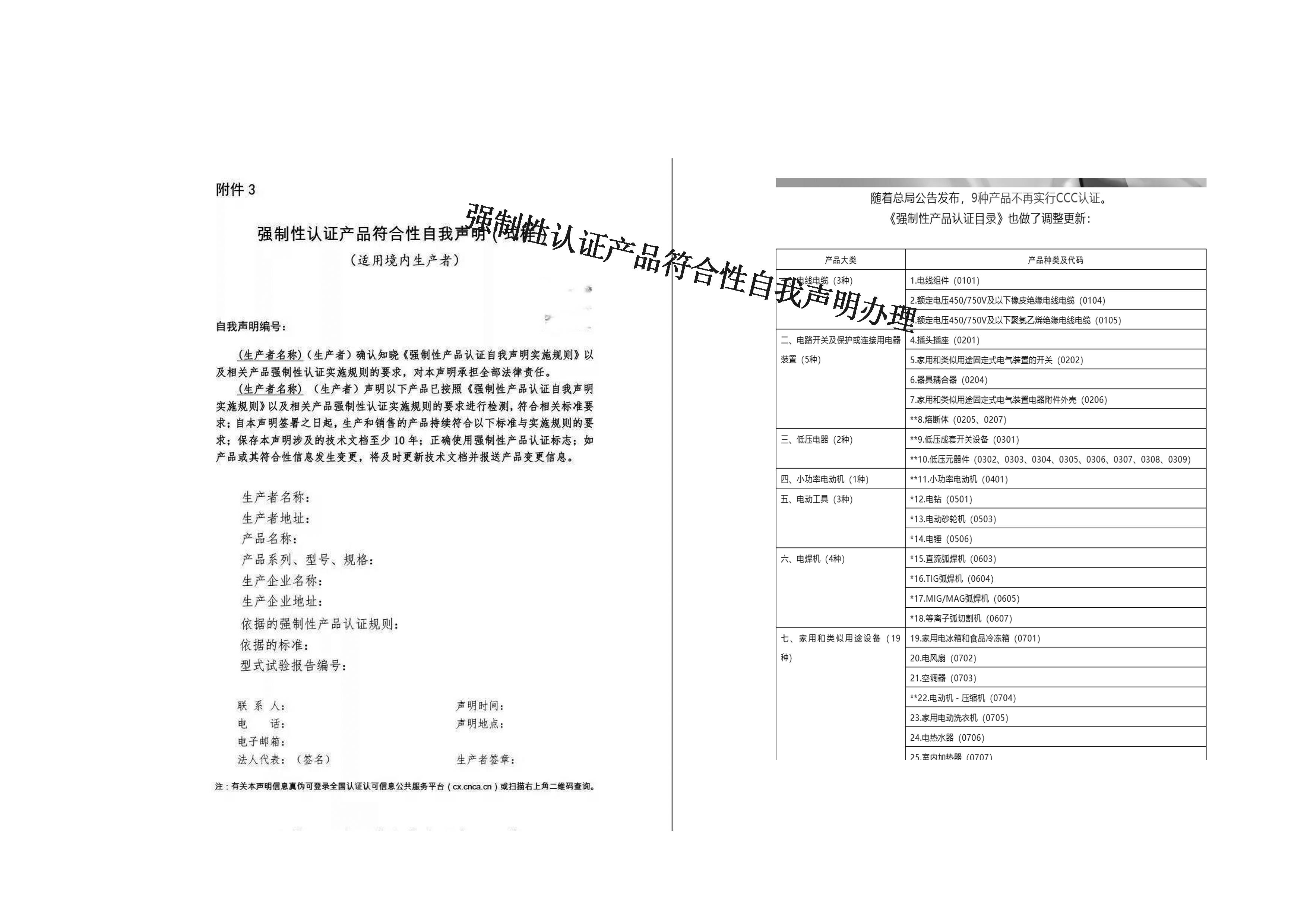 關(guān)注這些產(chǎn)品CCC證書轉(zhuǎn)換為自我聲明評價方式視頻