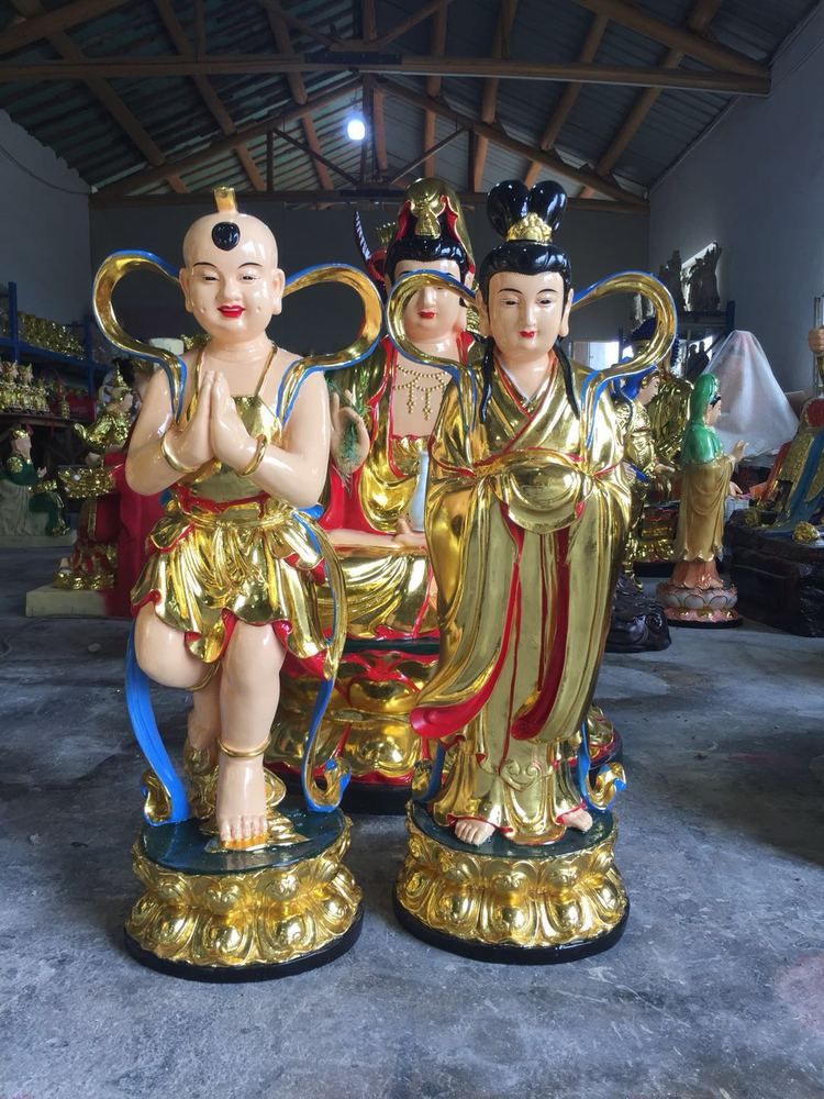善財龍女佛像觀音左右侍立金童玉女佛像寺廟玻璃鋼神像童男童女佛像